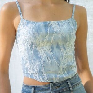 TicToc Corset Crop Top Lace Overlay Sz M NWT Coquette Fairy Romantic